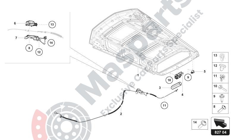 827-REAR HOOD parts diagram