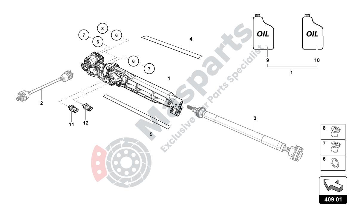 409-FRONT DIFFERENTIAL parts diagram