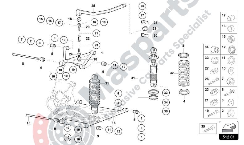 512-REAR SUSPENSION parts diagram