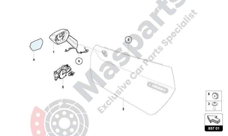 857-INNER EQUIPMENT AND EXTERIOR MIRROR parts diagram